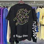Godspeed T-shirts Guitar Skull Denim Print Casual Crew Neck Short Sleeve Men and Women
