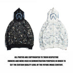Bathing Ape Hoodie Starry Sky Sweater Black and White Starry Sky Blue Shark Hat Printed Casual Hooded Sweater