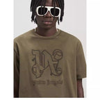 Palm Angels T-shirt Embroidered Letter Logo Short Sleeve T-shirt