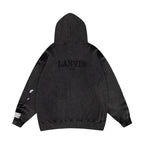 Gallery Dept Hoodie Embroidery Letter Splash Ink Wash Hooded Sweater Cardigan Jacket