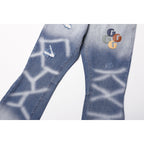 Gallery Dept Jeans leather label embroidery water ripple gradual change wash jeans