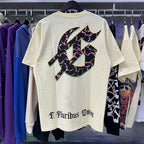 Godspeed T-shirts Guitar Skull Denim Print Casual Crew Neck Short Sleeve Men and Women